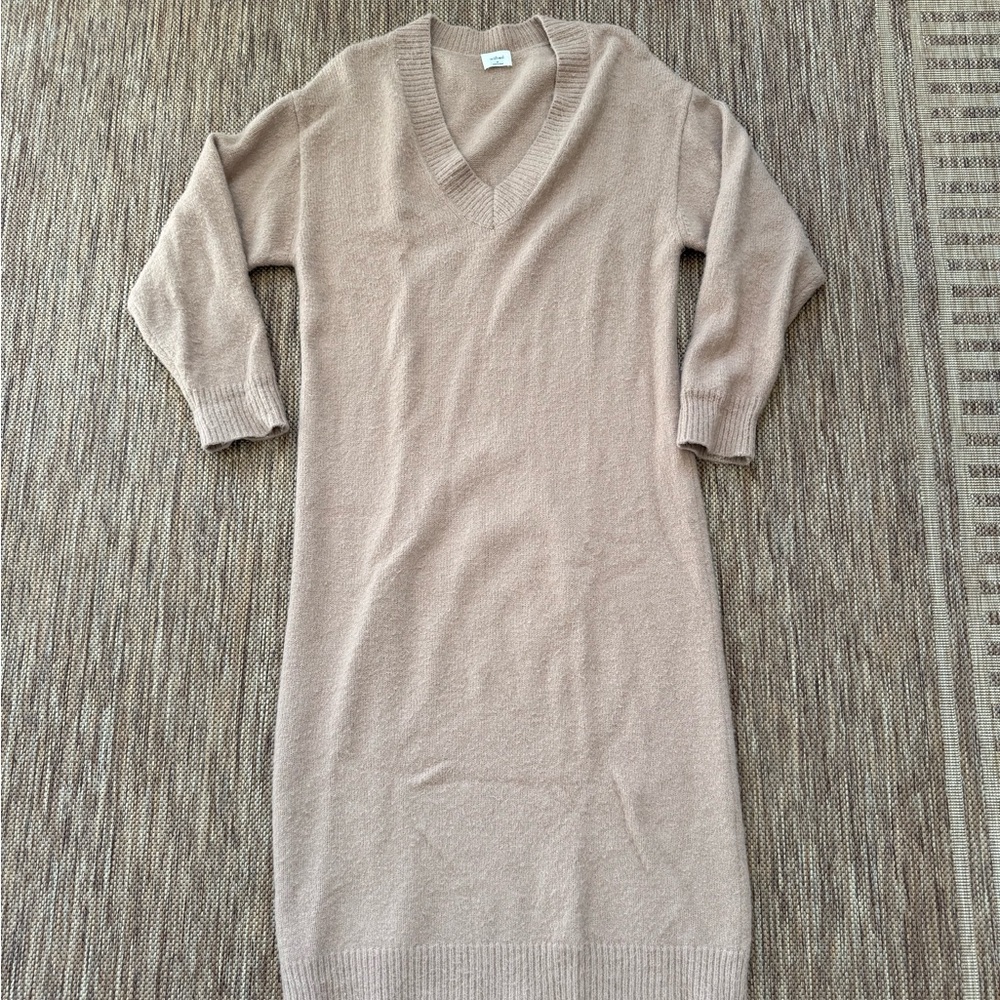 Aritzia Beige Knit Midi Dress